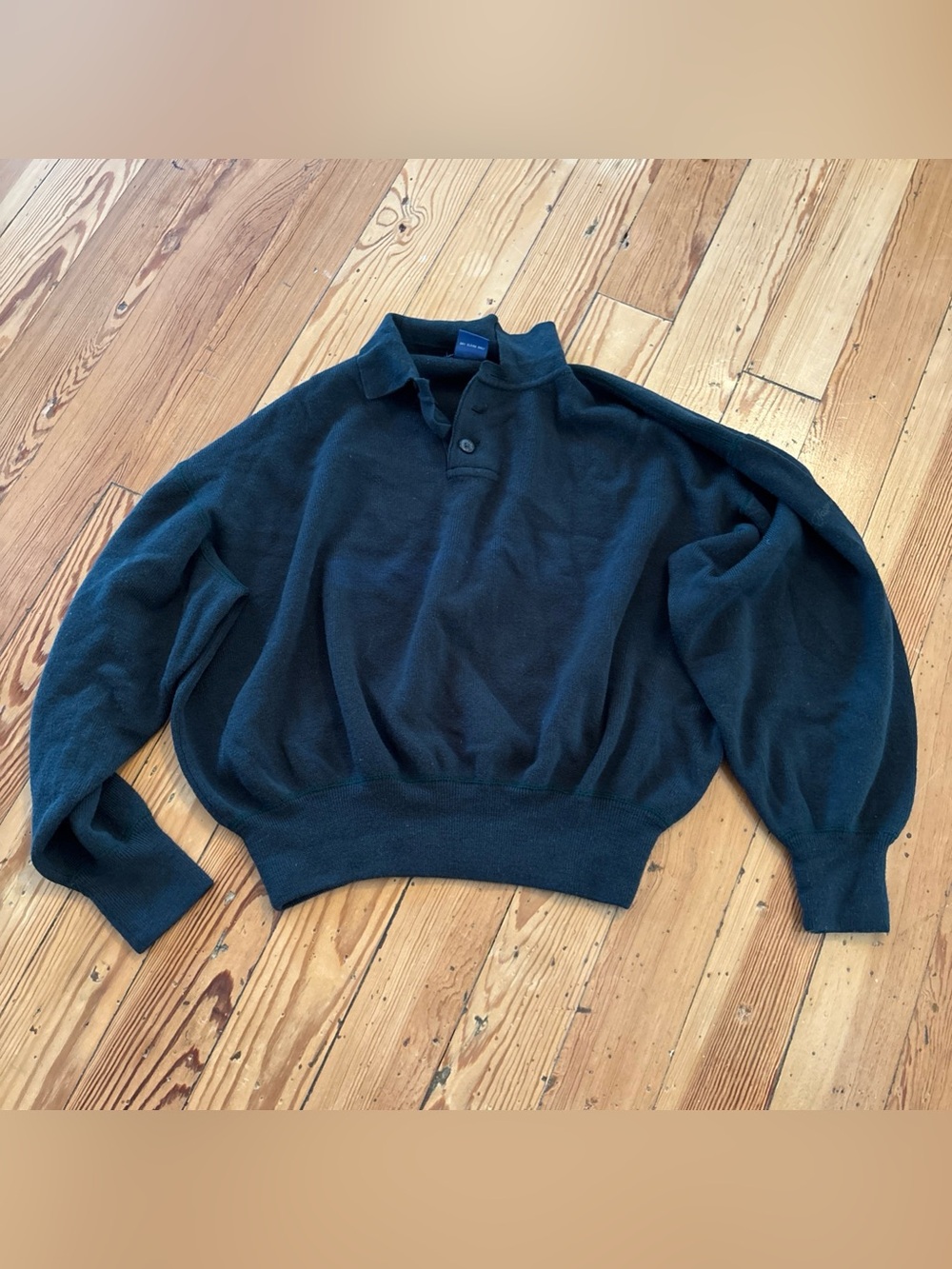 Faconnable Sweater Mens Large L Green Collared Merino Wool Knit Pullover